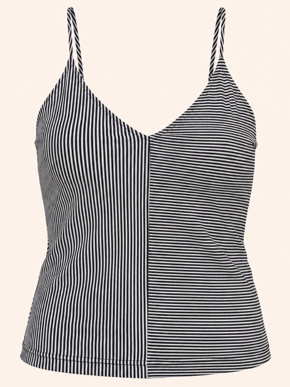 BP Mixed Stripe V Neck Cami Tank Top Black White Size M